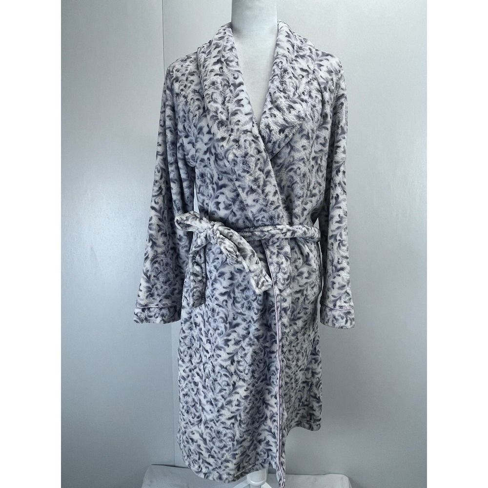 Laura Ashley Fleece Robe Sz XL GUC Womens Floral Belted  Cozy